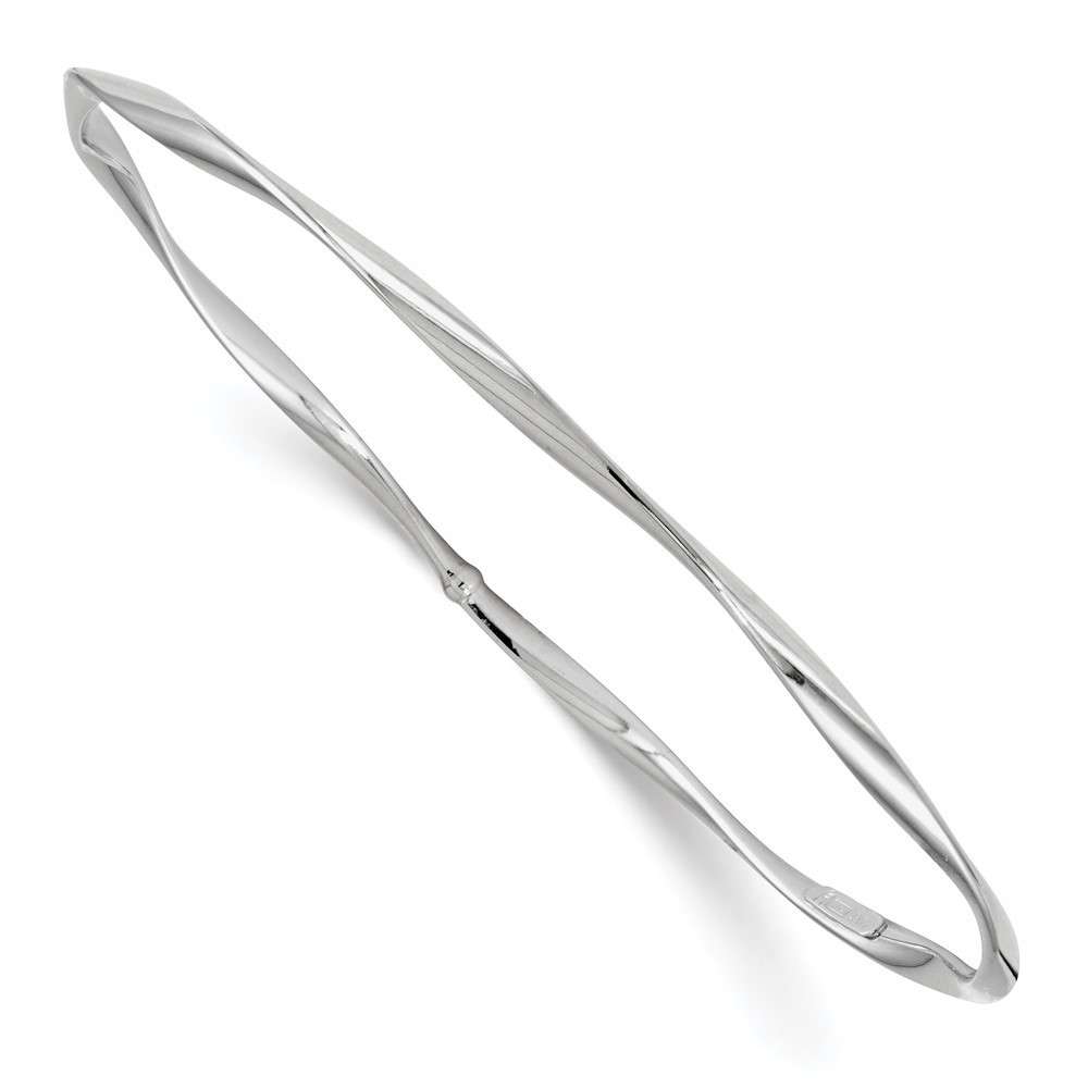 10k White Gold Polished Twisted Slip-On Bangle Bracelet